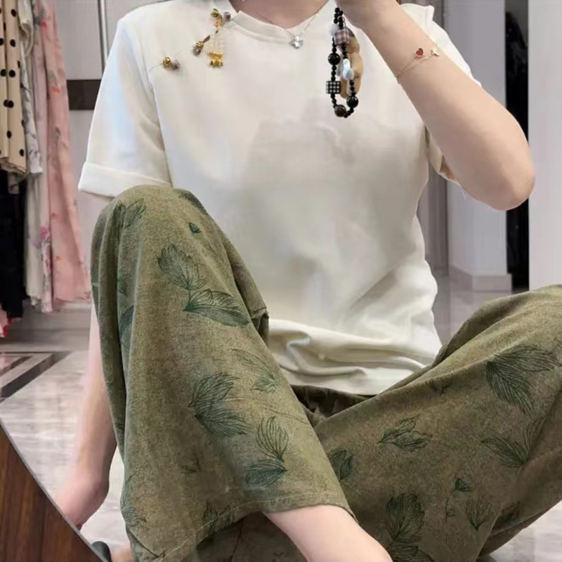 2025网红爆款棉绸睡裤女士可外穿大码宽松阔腿裤卡通印花家居裤|undefined