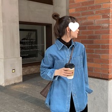2025春季新款韩版牛仔衬衫女宽松外套百搭长袖小众复古设计感上衣