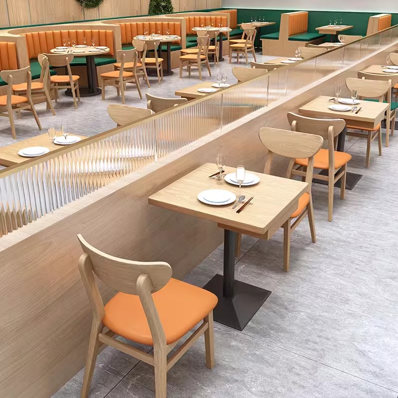 シンプルな洋食レストラン、火鍋店、カウンターソファ、商業用食堂、麺屋、米村、ビビンバ、飲食店のテーブルと椅子の組み合わせ