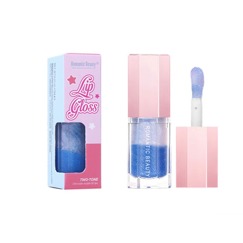Gloss labial transfronterizo de dos colores, esmalte labial