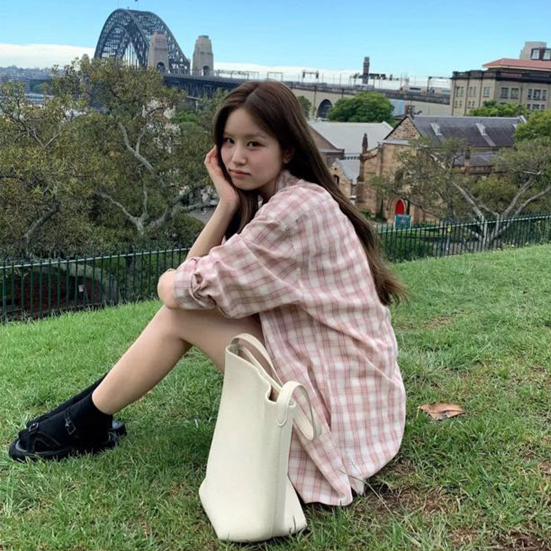 Korean Style Ounce Pure Cotton Plaid Shirt for Women 26 Spring/Summer Casual Loose Versatile Stylish Cardigan Top Korean Style Ounce Pure Cotton Plaid Shirt for Women 26 Spring/Summer Casual Loose Versatile Stylish Cardigan Top