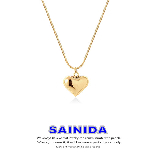 Feeling s925 sterling silver love-shaped necklace cold style female ins simple versatile niche design light luxury necklace