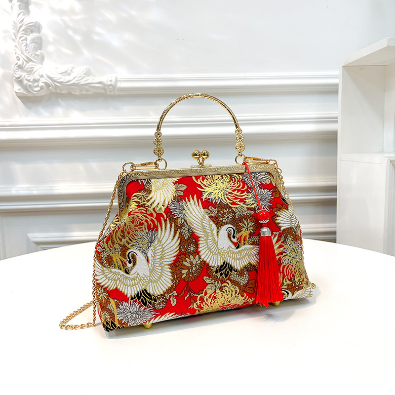 Bolso cruzado de un solo hombro estilo antiguo a juego bolso cheongsam bolso transfronterizo nuevo estilo retro estilo chino bolso portátil de oro de boca terminado