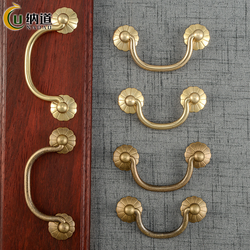 Hardware metal drawer pulls, antique-style Chinese-style furniture brass handles, cabinet bronze-colored horn pulls