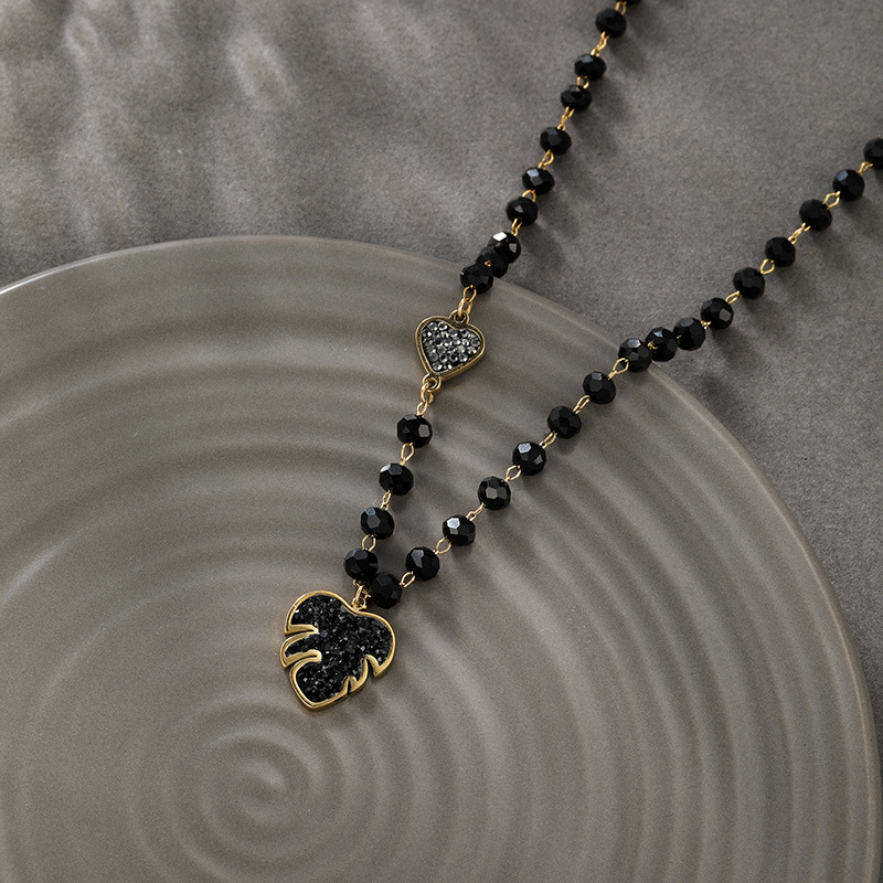Conjunto de Joyería Xuping de Moda, Chapado en Oro de 14k, Collar y Pulsera de Cuentas Negras para Hombre, Estilo de Personalidad Única, Venta al por Mayor