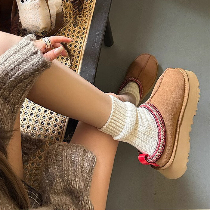 雪地靴女鞋子2025新款秋冬季加绒保暖棉鞋包头半拖厚底平底棉拖鞋