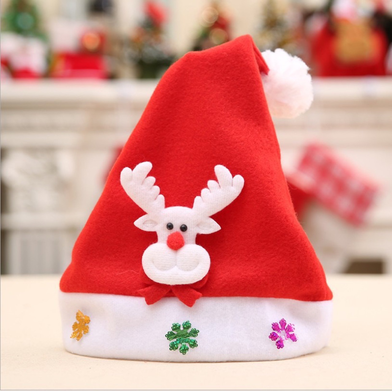 Nuevo sombrero de Navidad de arco negro dulce cool sombrero de invierno de niñas sombrero caliente de peluche rojo sombrero de Navidad