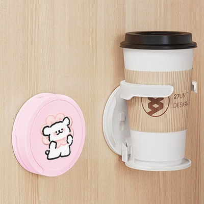 Car cup holder/beverage holder — Holder for Home Living Room Folding - pink-standing-flower-line-dog