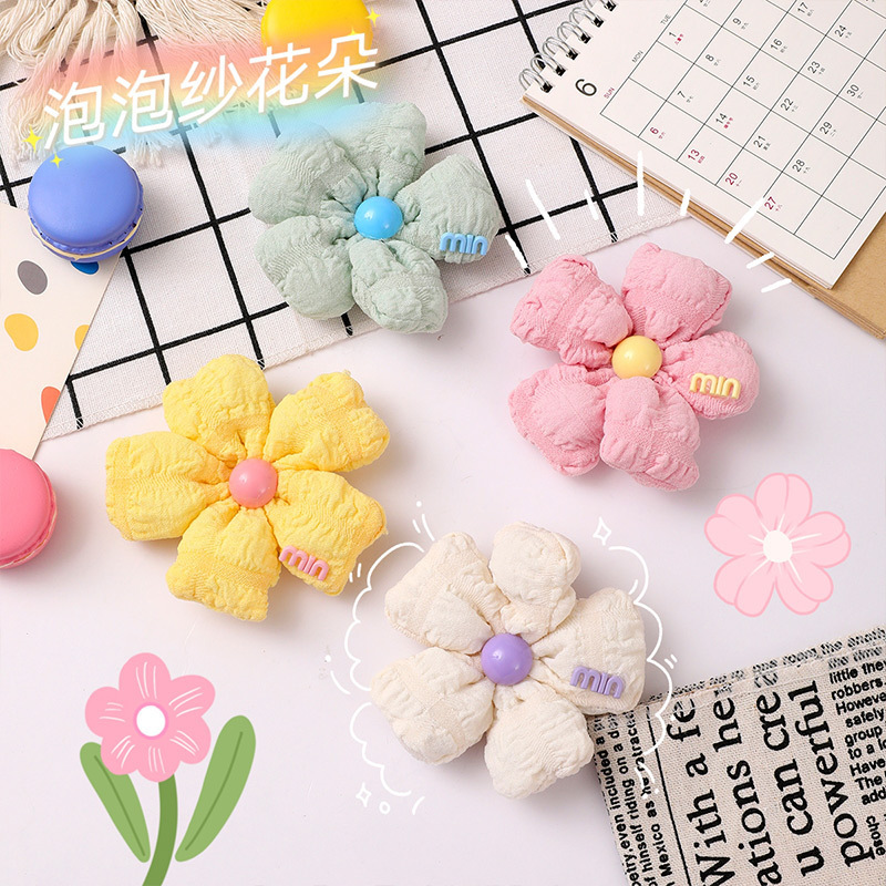 DIY 버블 거즈 꽃 브로치 귀여운 헤어핀 액세서리 액세서리 패브릭 어린이 머리 장식 수하물 모자 신발 액세서리