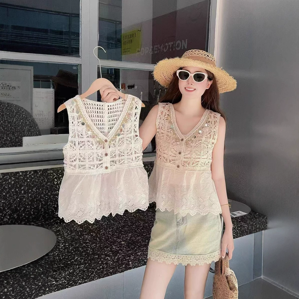 Summer tank top, T-shirt, boho style