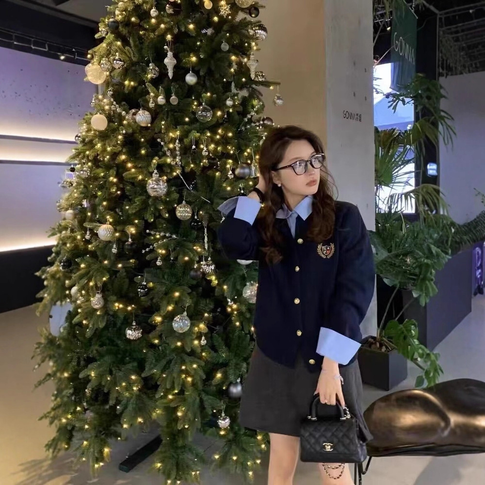 春秋新款羊毛针织开衫外套女圆领英伦风时尚休闲宽松显瘦潮品减龄