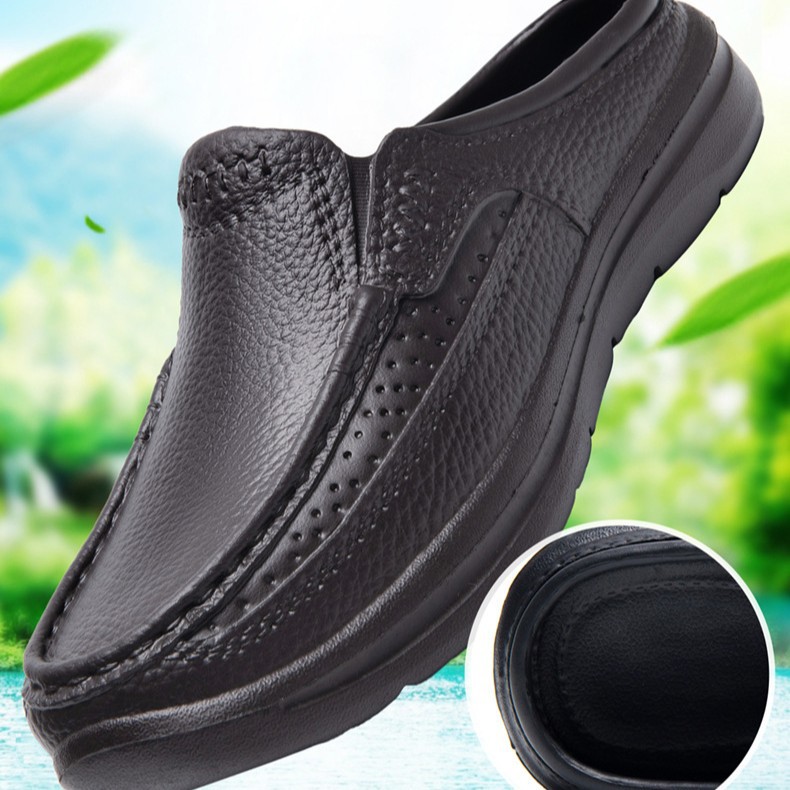 Cross-border popular verano nuevo cuero casual cerrado dedo del pie zapatillas de moda más tamaño zapatos de hombre talla 46 perezoso slip-on zapatillas