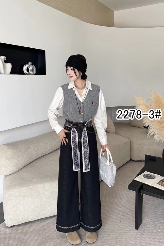 2278早秋新款韩版时尚气质百搭显瘦配丝巾腰带高弹女刺绣阔腿裤|undefined