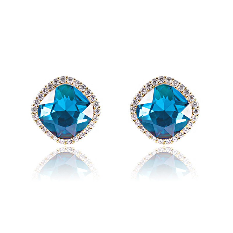 Geometric square elegant blue sophisticated fashionable earrings…