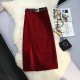 Early autumn Hong Kong style retro split skirt winter with sweater mid-length Korean style elegant high waist slimming sheath