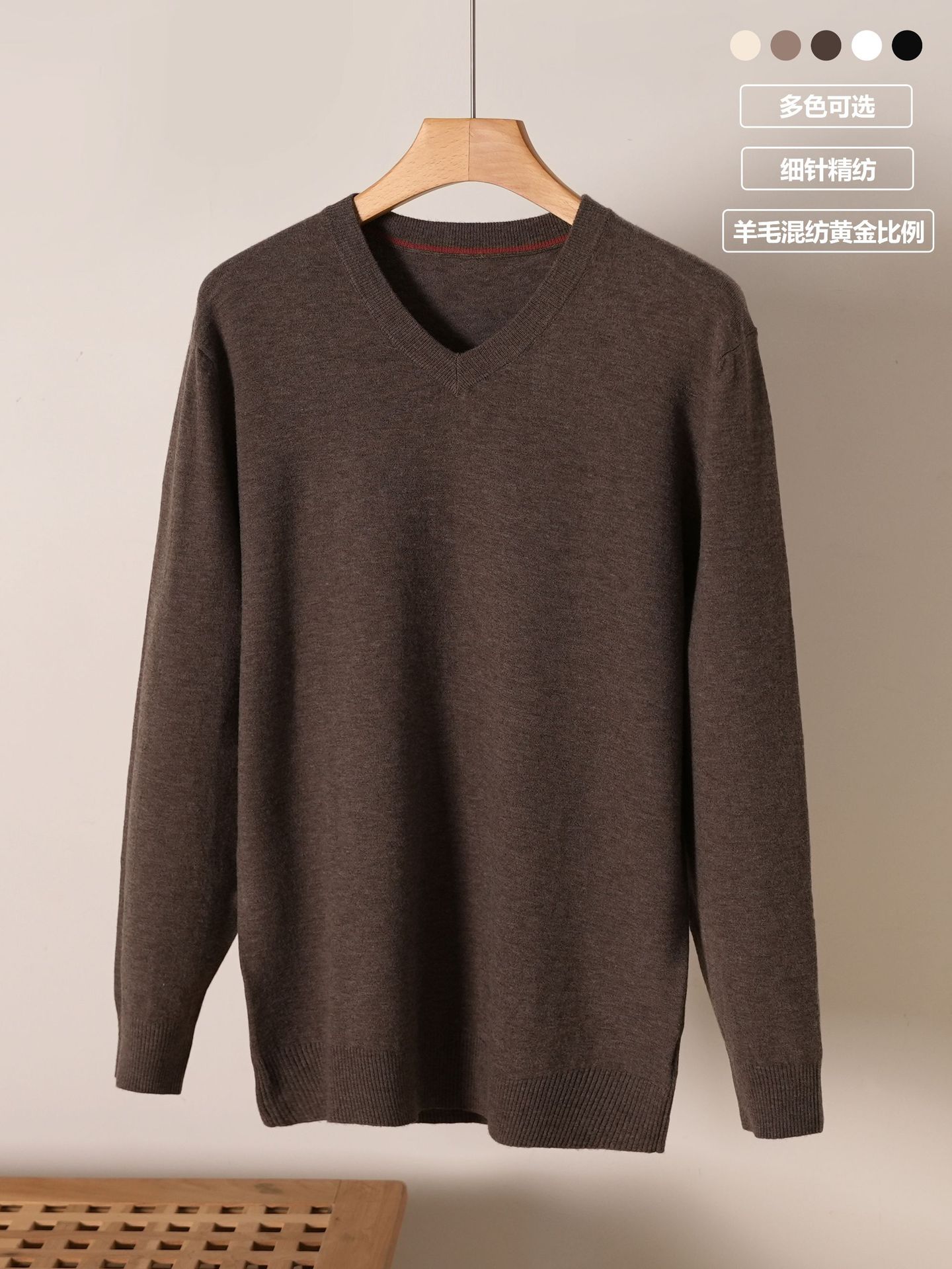 Transfronterizo de hombre otoño y invierno 2025 nuevo hombre cuello en V suéter de lana casual suéter de overhead suéter de punto camisa superior