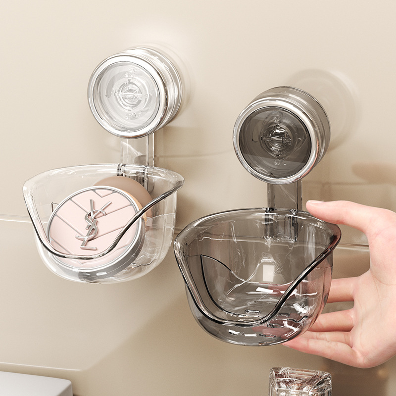 Caja de almacenamiento de polvo de huevo de maquillaje de ventosa tipo pared sin agujeros de drenaje del baño soporte de ventilación estante de almacenamiento