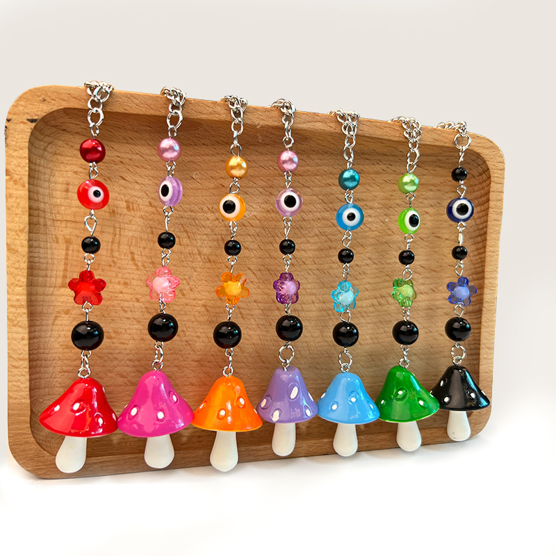 Fashion Mushroom Synthetic Resin Alloy Plating Bag Pendant Keychain
