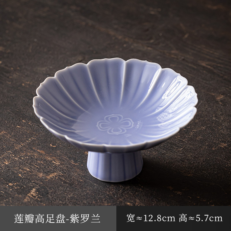 陶瓷高脚茶点盘新中式糕点摆盘水果盘禅意供佛盘精致茶室点心盘子|undefined