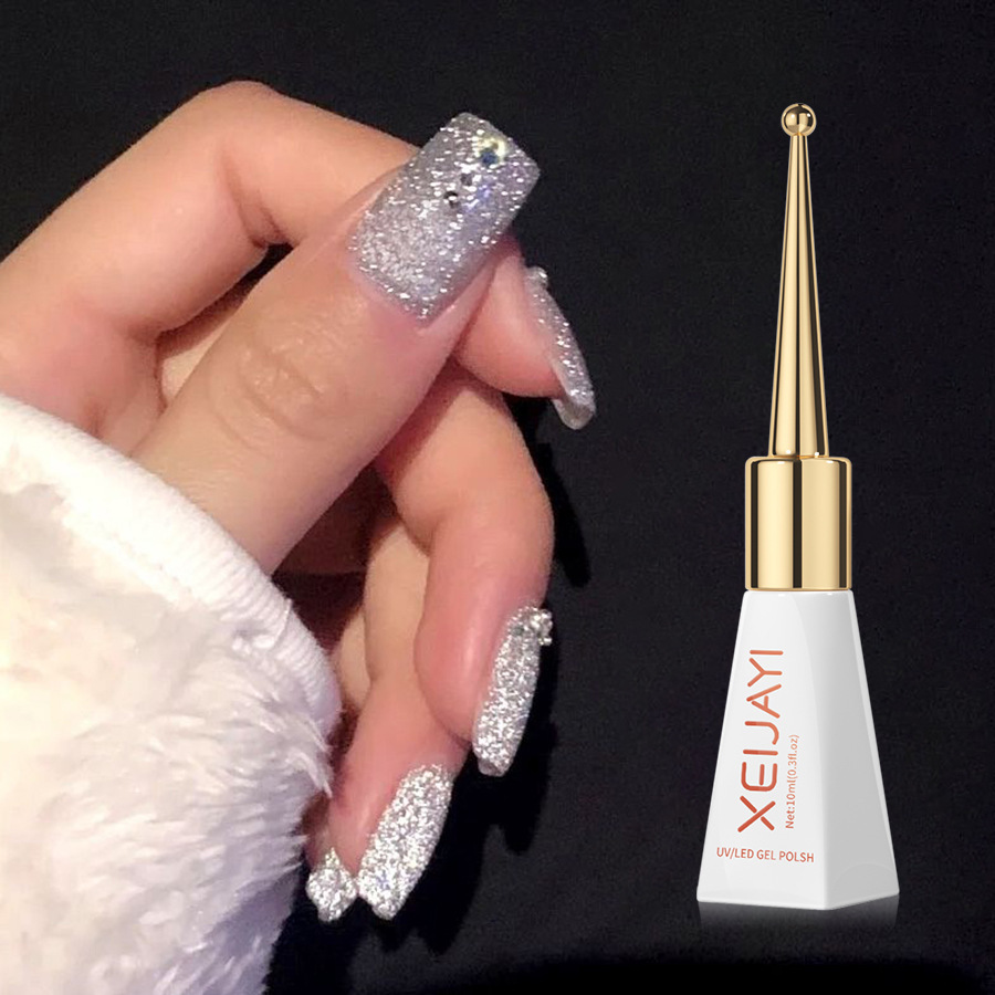 Esmalte de Uñas en Gel con Brillo Plateado Secado, Capa de Sellado y Refuerzo para Salón de Uñas image 3