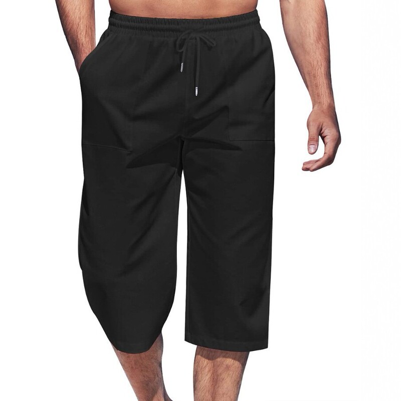 Men's Summer Casual Sports Shorts, Loose and Breathable 7/8 Length Beach Shorts, Trendy and Versatile Style Men's Summer Casual Sports Shorts, Loose and Breathable 7/8 Length Beach Shorts, Trendy and Versatile Style