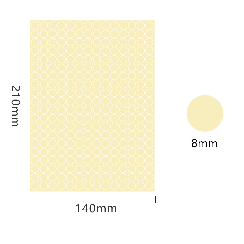 A5 adhesivo adhesivo 8mm cartón de cobre de color punto punto de etiqueta de marca de clasificación de punto de onda de mes pegatinas redondas escritas a mano