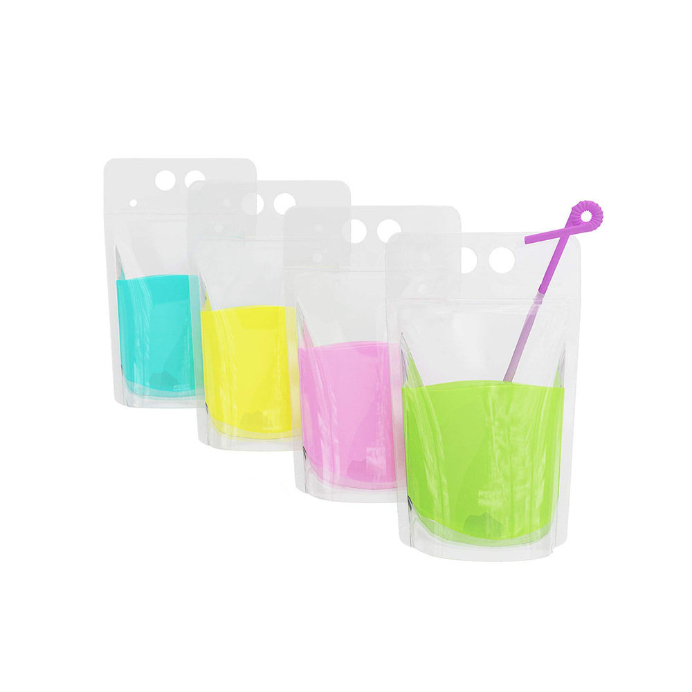 Kaizheng Spot Bolsa de bebidas desechables autosellada autosuficiente con pajita Bolsa de embalaje para llevar de frutas y té de leche esmerilado transparente