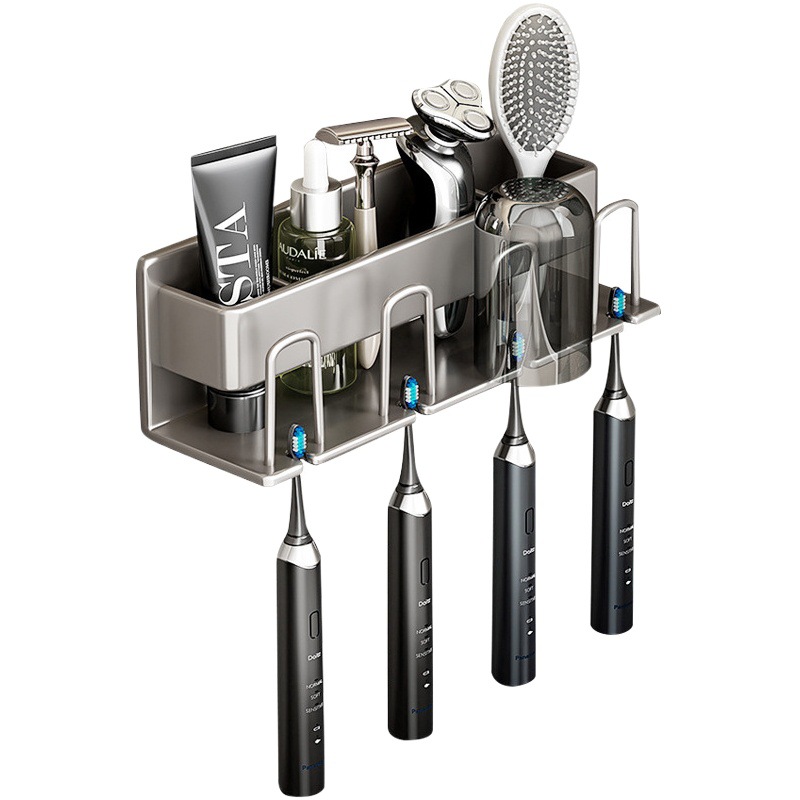 Cepillo de dientes eléctrico rack de baño montado en la pared de la familia enjuague bucal Copa rack ponche libre Diente Taza Diente de almacenamiento traje