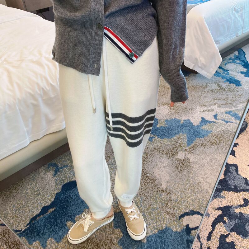2025 Autumn and Winter Tb New Casual Knitted Wool Leggings Sweatpants for Men and Women, Four-Bar Sports Pants, Trendy 2025 Autumn and Winter Tb New Casual Knitted Wool Leggings Sweatpants for Men and Women, Four-Bar Sports Pants, Trendy