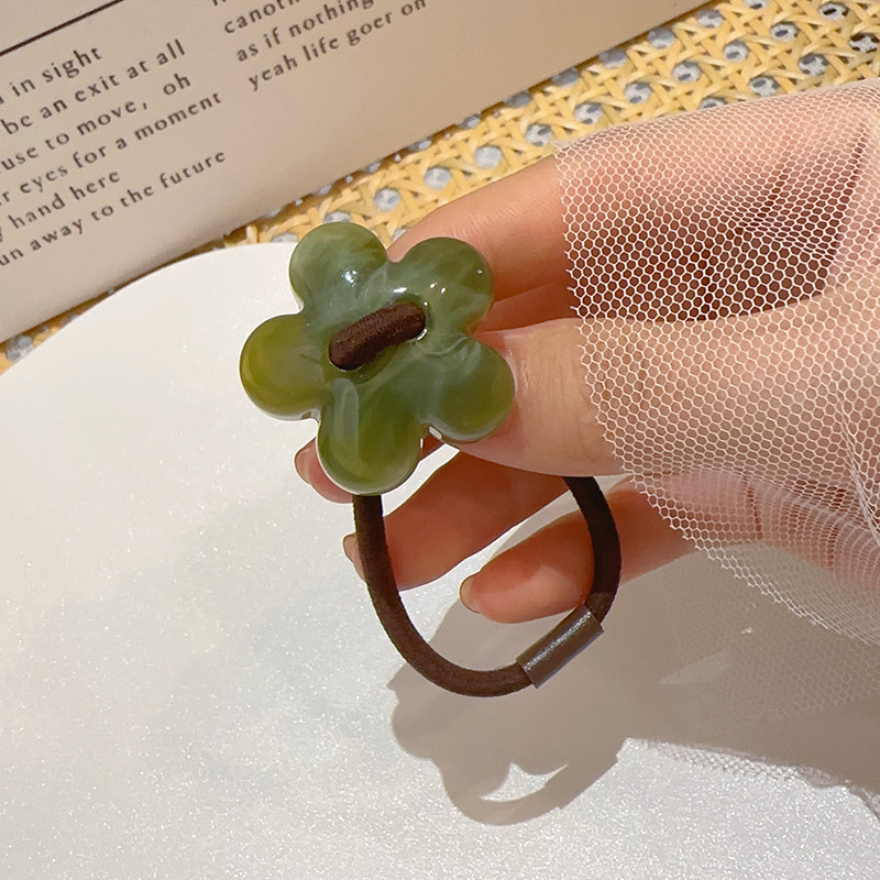 韓国の甘いゼリーカラーの花のヘアロープ、女性用、新鮮でシンプルな気質のアクリルヘアリング、高弾性と耐久性のあるゴムバンド|undefined