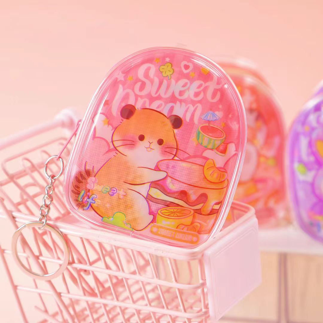 Caricatura infantil encantador regalo de la palma de la niña de PVC corazón bolsa de almacenamiento pegatinas bolsas de cambio mini bolsa