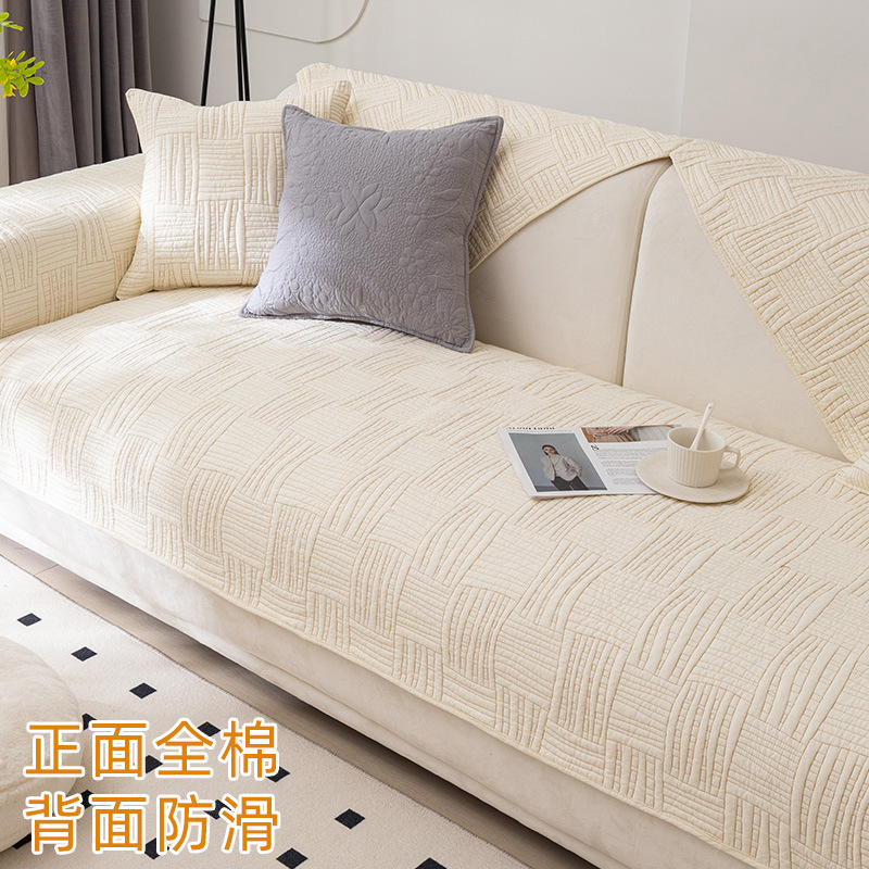 Cojín de sofá de algodón puro de comercio exterior Four Seasons tela antideslizante de algodón puro simple cojín de asiento universal moderno al por mayor 2023 Nuevo