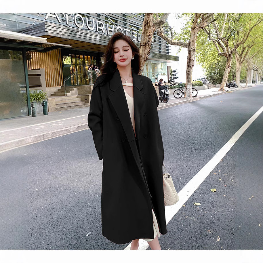 Cross-Border Aliexpress Autumn and Winter Outwear Women's Mid-Length 2025 Winter New Korean Style Dragon and Phoenix Woolen Outwear