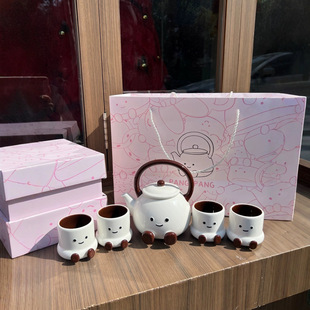 Cute Cartoon Foot Kettle Ceramic Kettle suit Gift Box Drinking Teapot