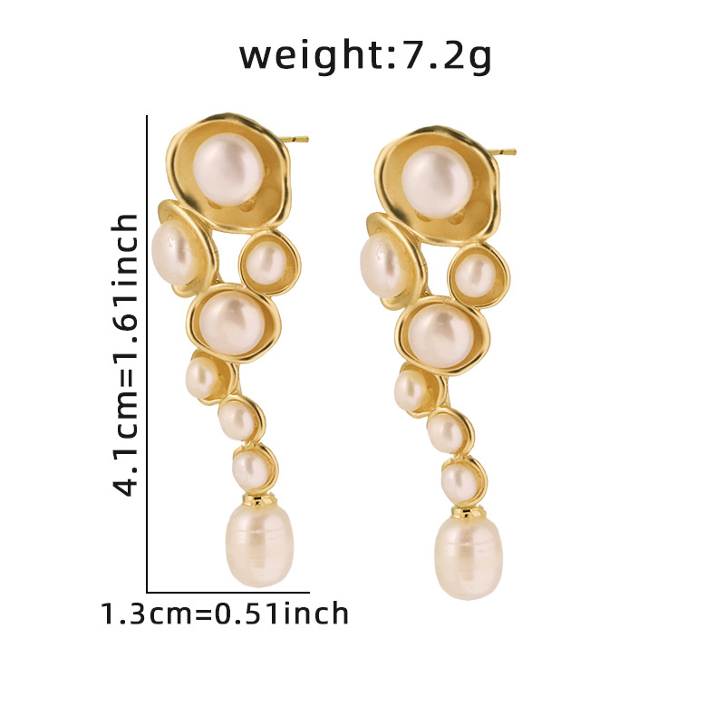 Pendientes de perlas, pendientes de perlas de alto nivel, pendientes de perlas coreanos retro largos, joyas de perlas verdaderas al por mayor, naturales