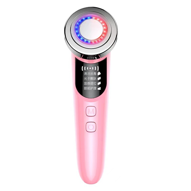 Internet-famous colorful light thermal skin-rejuvenating applicator, facial vibration massager, facial iontophoresis and electroporation beauty device.