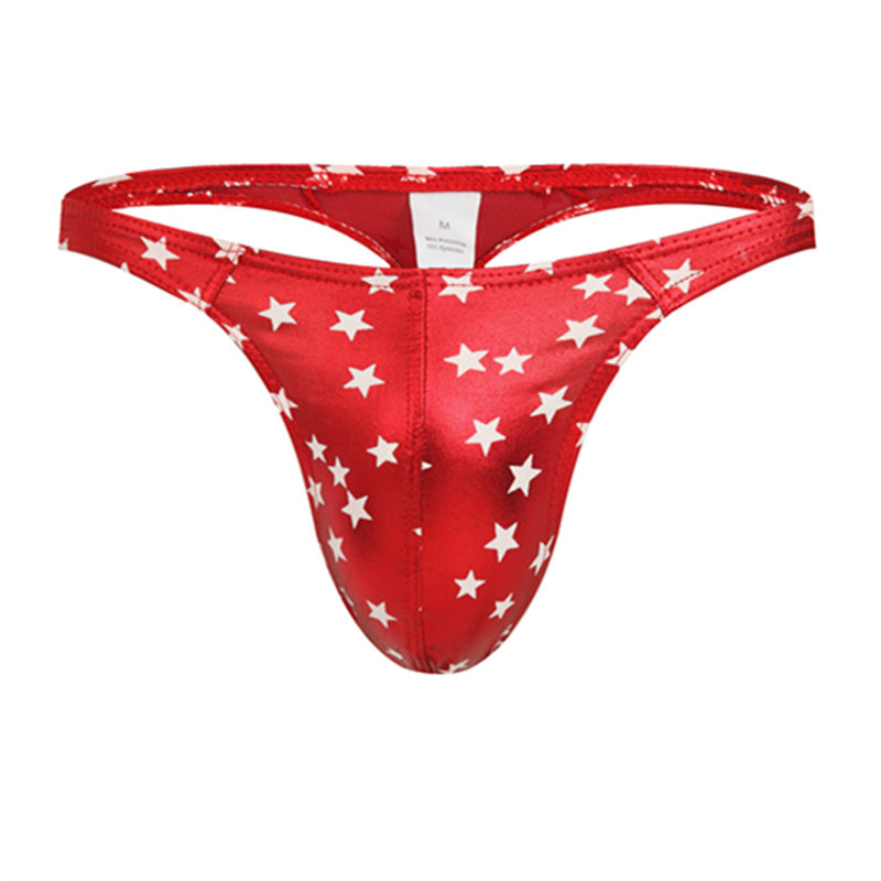 Cross-border special double Ding men's underwear imitation leather bronzing U convex sexy underwear sexy thong men's factory direct sales