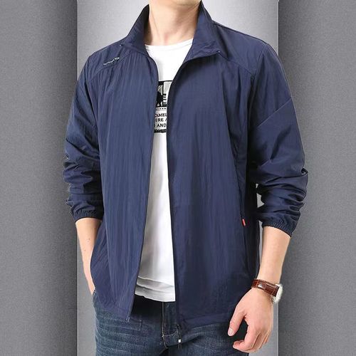 Summer Ice Silk Ultra-Thin Sun Protection Clothing Men Loose Breathable Jacket Casual Stand Collar Jacket Outdoor Sports Skinfashion