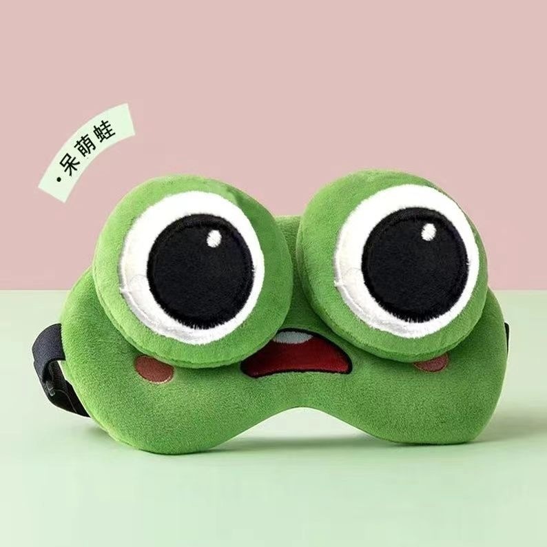 Funny sleeping eye mask with hot compress, frog-shaped, light-blocking, cute cartoon design, suitable for both men and women, specially designed for ice compress to relieve fatigue for children