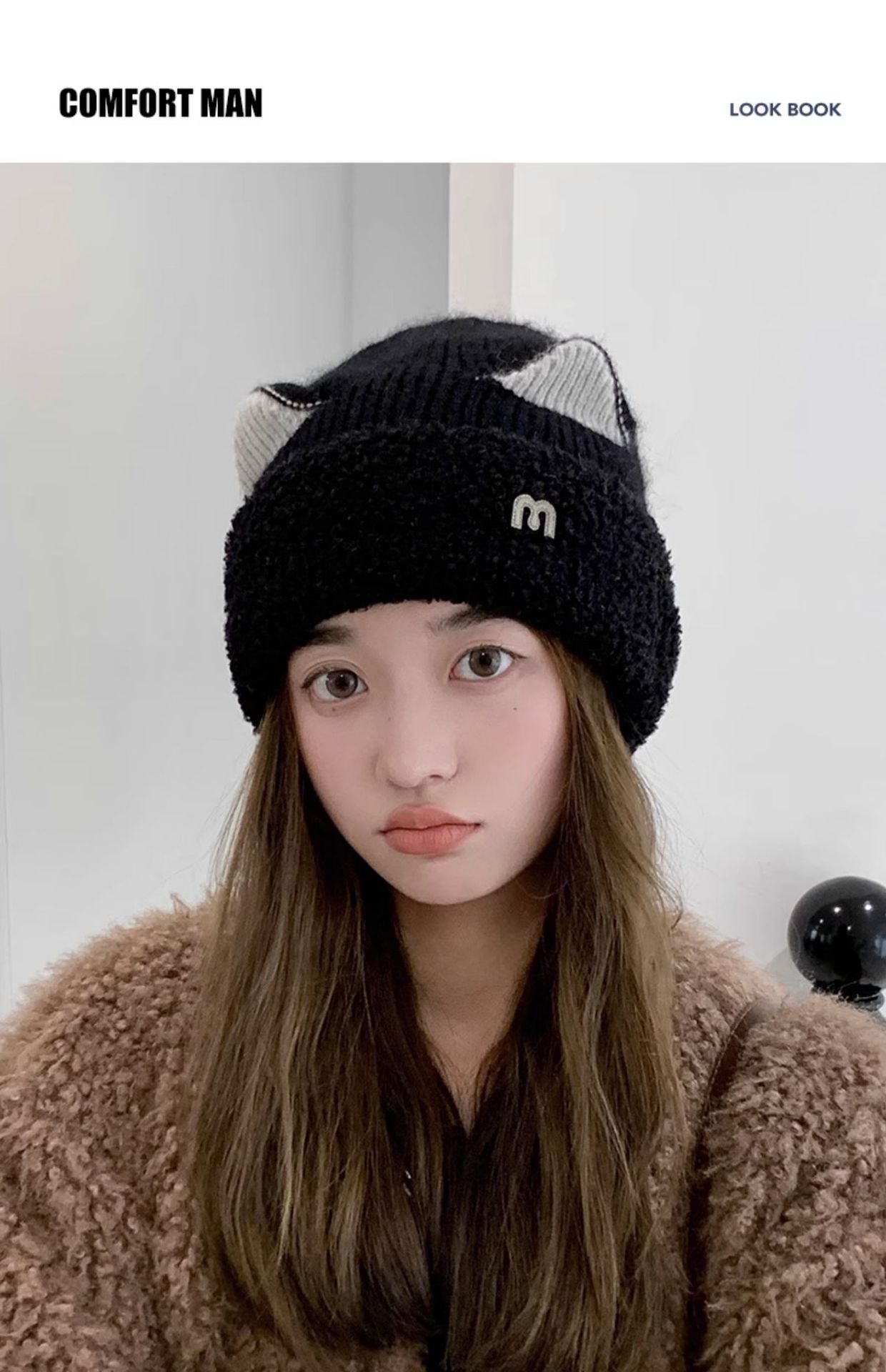 Winterpullover für Damen von M Label: Niedlicher Katzenpullover aus vielseitigem Fleece, warm gestrickt, mit Ohrenschutz und Kälteschutzmütze_voghion.com