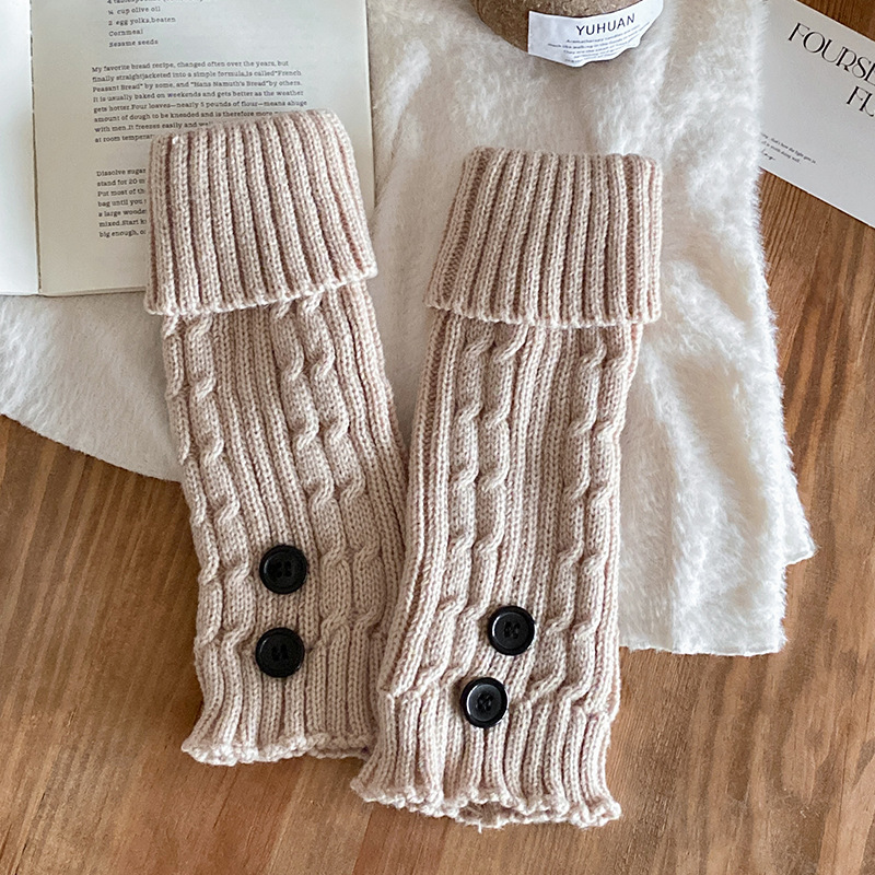 Scaldamuscoli Bootshang, calzini in cotone con risvolto e bottoni, calzini in pile per autunno e inverno, calzini snellenti in lana Maillard a tubo medio, color caffè_voghion.com