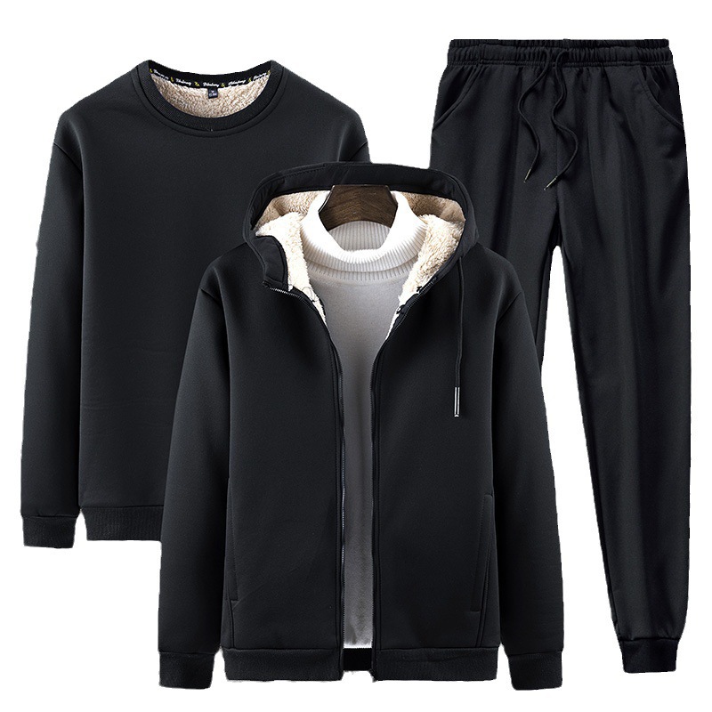 Amazon AliExpress hombres de lana forrada con capucha engrosada traje de lana de cordero suéter cálido suéter cardigan