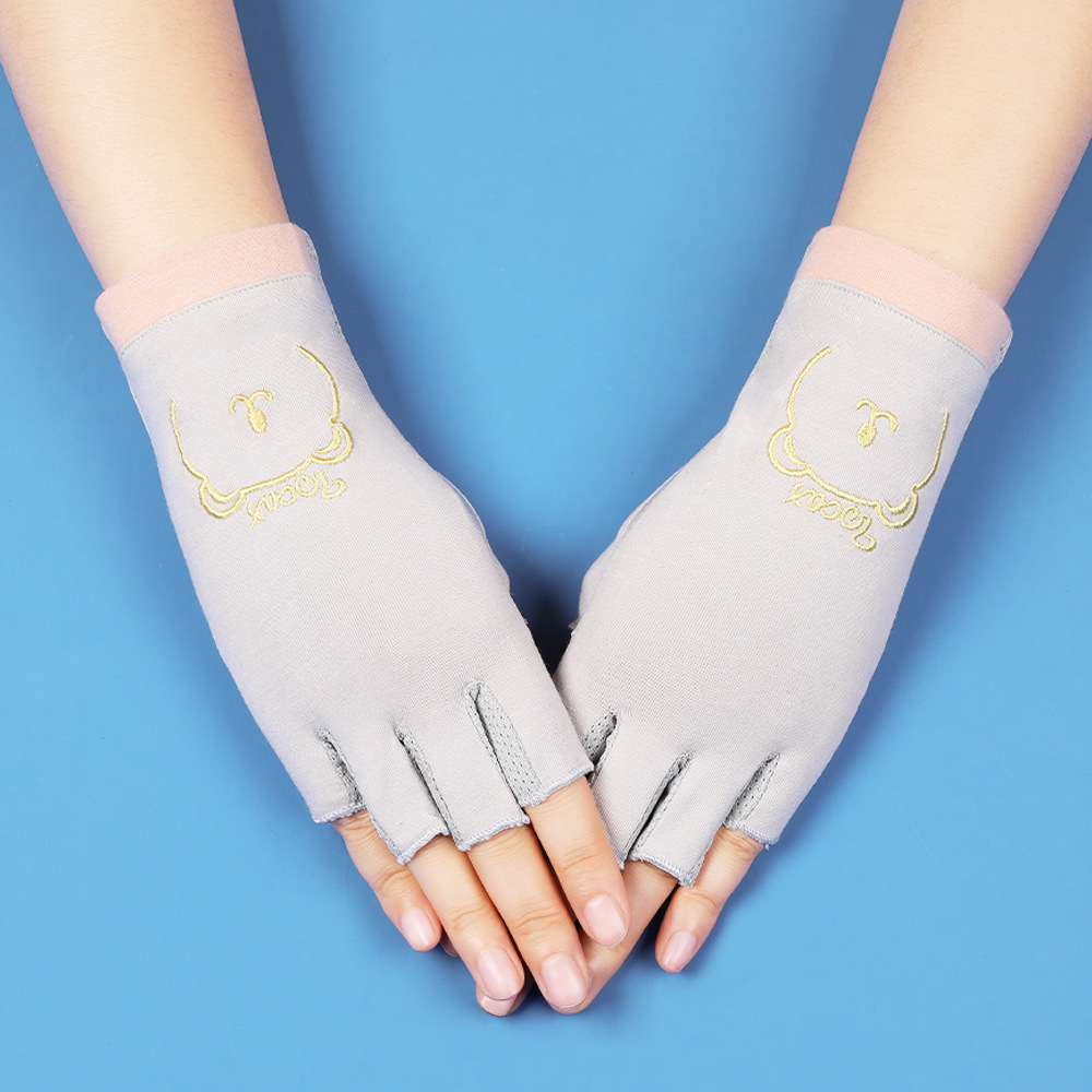 Guantes de protección solar con los dedos descubiertos, mujeres delgadas, conducción de verano, ciclismo, antideslizante, antiultravioleta, recolección de té, manicura, guantes de medio dedo