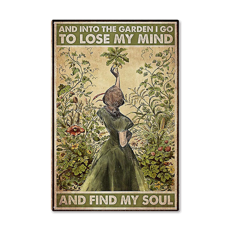 Pintura de hojalata pastoral Flor antigua retro Arte de hierro Pintura colgante pequeña Jardín al aire libre Balcón Decoración de pared Colgante transfronterizo