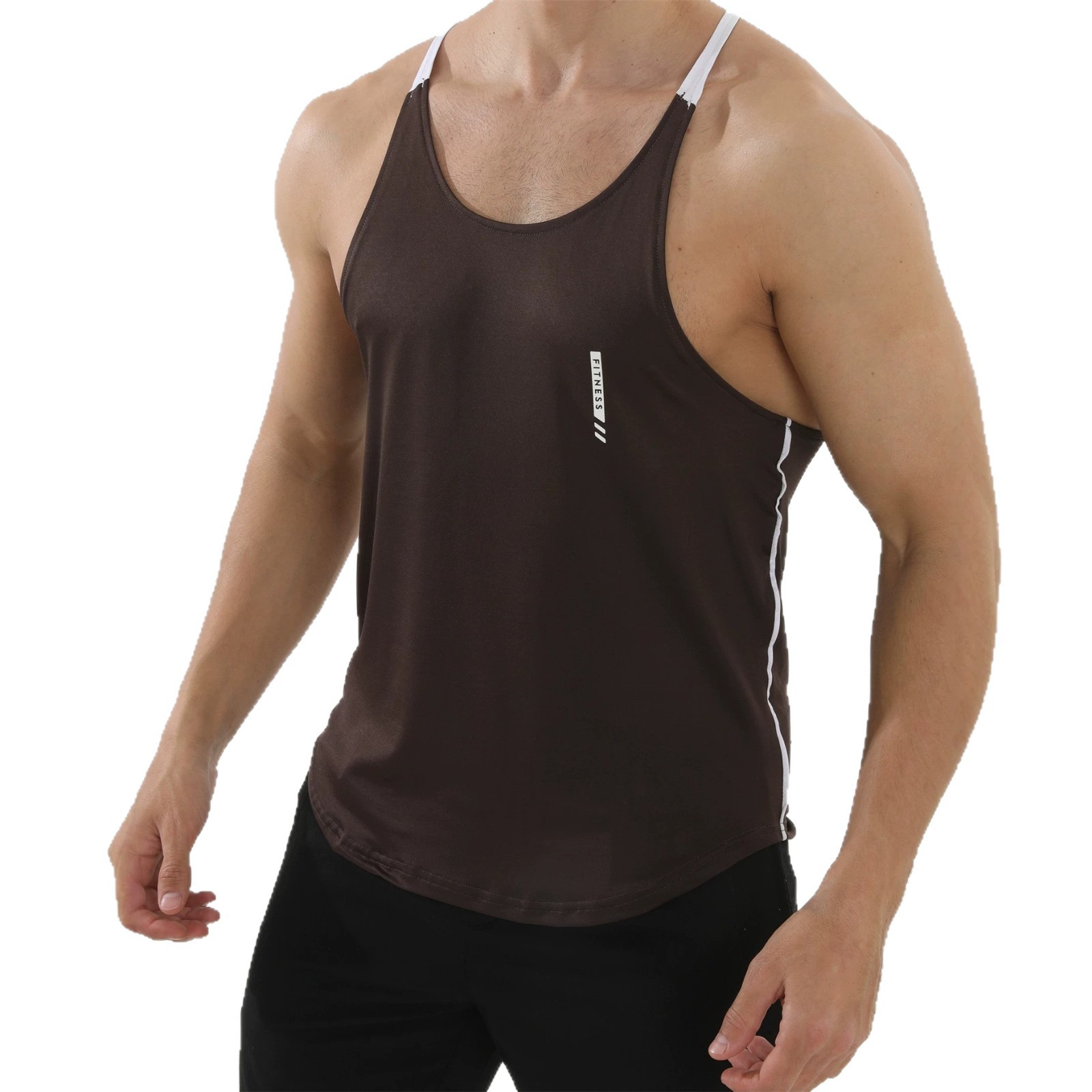Chalecos de carrera muscular para hombres, tirantes de hombros delgados, blusas de secado rápido, deportes elásticos, baloncesto, Fitness y autocultivo sin mangas. image 6