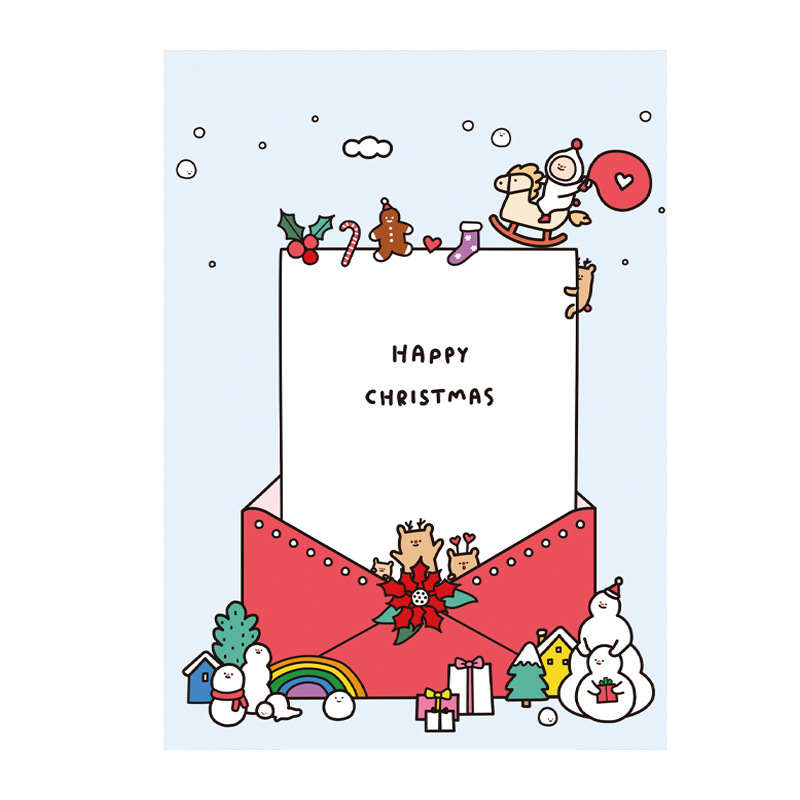 アマゾンの人気クリスマスセットサンタクロース漫画カード創造性祝福カード封筒シール|undefined