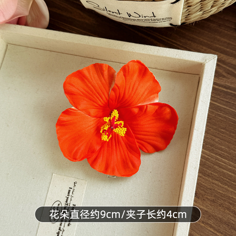 氛围感海边度假风仿真扶桑花发夹女波西米亚鸡蛋花朵发饰侧边头饰|undefined