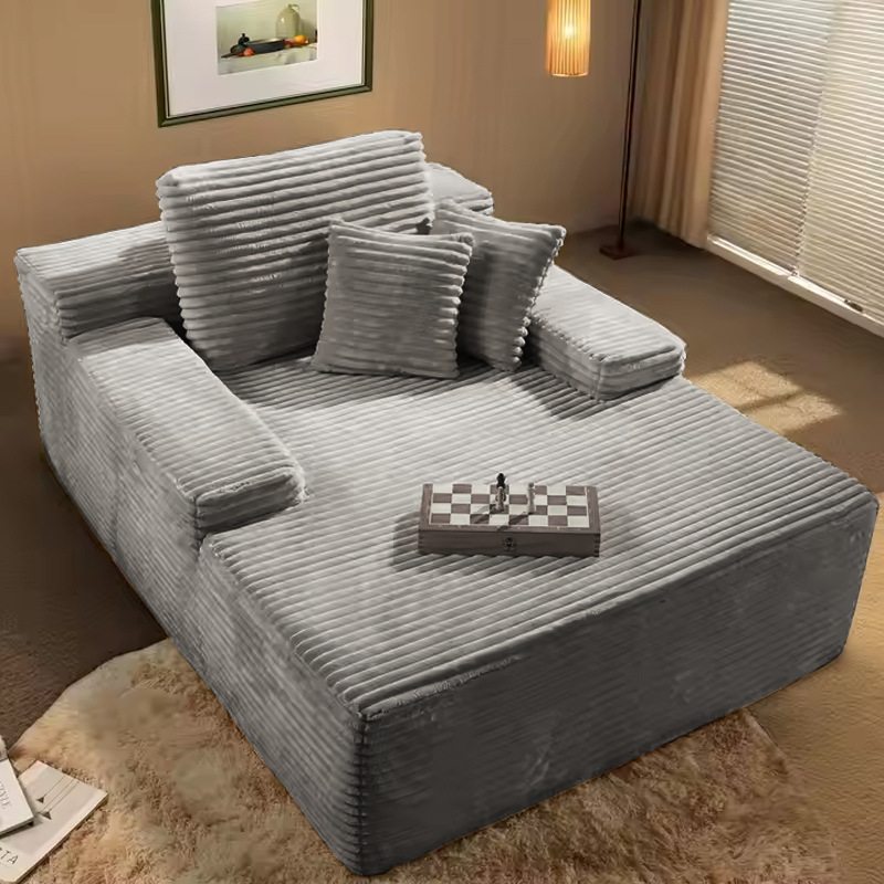 Rollo en caja, compresión al vacío, sofá de cine, tela a rayas grandes, sala de estar, dormitorio de villa, sofá suave, sillón reclinable