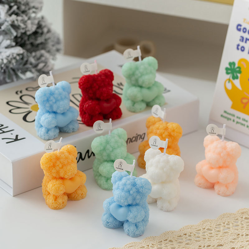 Love Rose Bear Velas de aromaterapia Lindo Festival de Tanabata Regalos creativos Atmósfera de aromaterapia Recuerdos Adornos decorativos