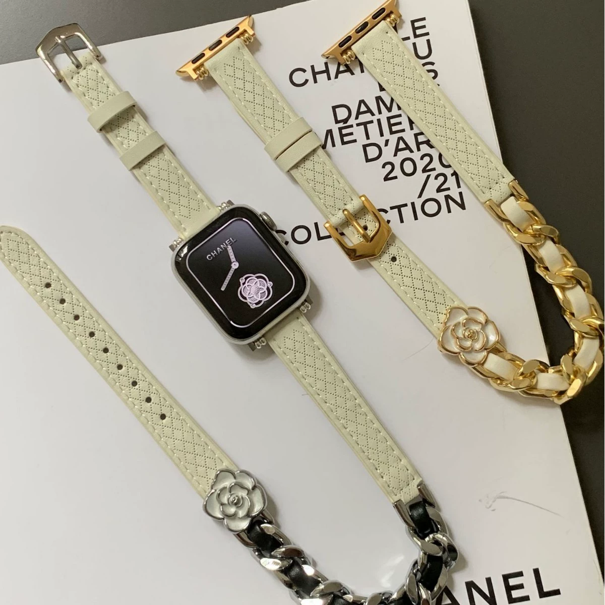 Кожаный ремешок с двойным кругом ромб для Камеллии Xiaoxiangfeng, подходит для Apple Watch iWatch 10/98 поколения 765SE